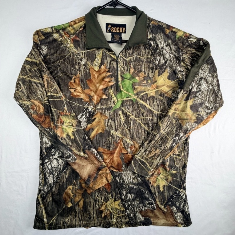 Rocky ScentIQ Mossy Oak Camo 1/4 Zip Hunting Shirt Mens XL 600545 Break-Up Camo